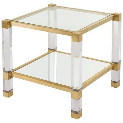 Angie Glass End Table with Storage Safavieh Couture
