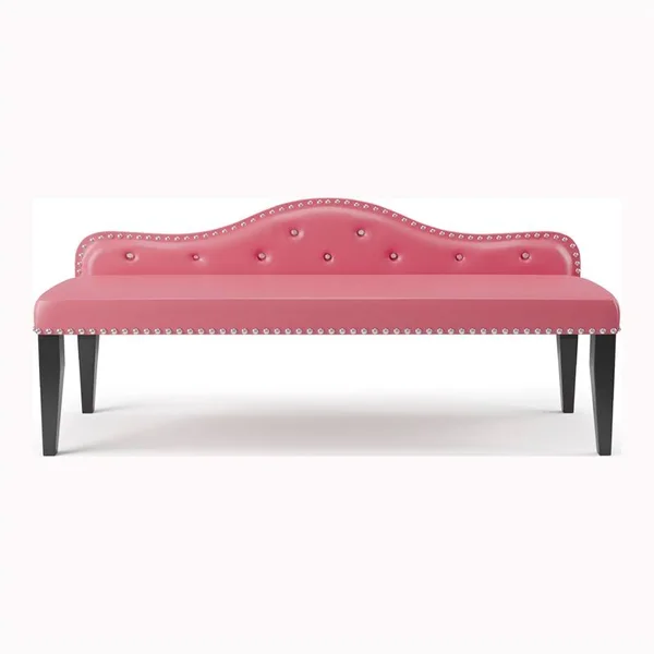 Furniture of America Dubose Faux Leather Tufted Bench in Pink