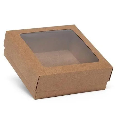 100ea - 8 x 8 x 2-1/2 Kraft Square Window Cookie Box by Paper Mart - Size: 8 x 8, Quantity Of: 100