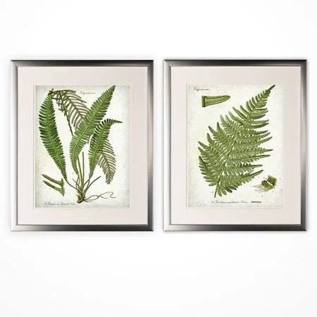 Gracie Oaks &Vintage Botanical Sketch VII& 2 Piece Framed Acrylic Painting Print Set, Green