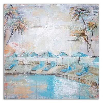 Poolside at Kahala by Kym De Los Reyes - Wrapped Canvas Print Dovecove Size: 24x22 H x 24x22 W x 1.5x22 D