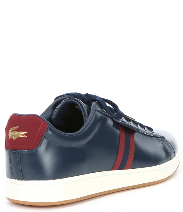 Lacoste Men's Carnaby Evo Tricolor Leather Sneakers : Navy/Dark Red
