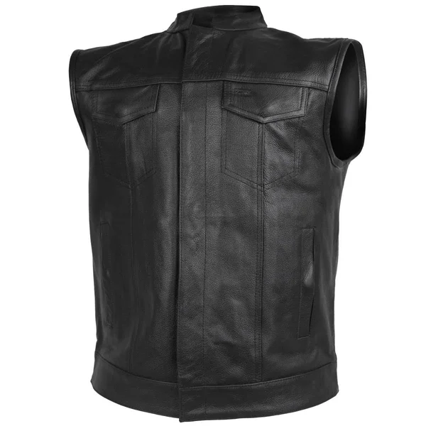 Vance VL914 Men's Black Premium Cowhide Zipper and Snap Closure Concealed Carry SOA Style Leather Biker Motorcycle Vest