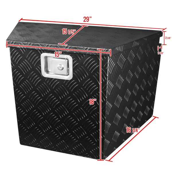 Spec-D - 34x19x18 in. Heavy Duty Black Aluminium Tool Box TBOX-ALM09BK