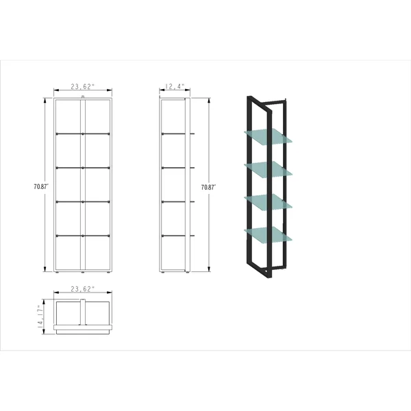 Chintaly 74103-BKS-S 4 Glass Shelf--Tempered