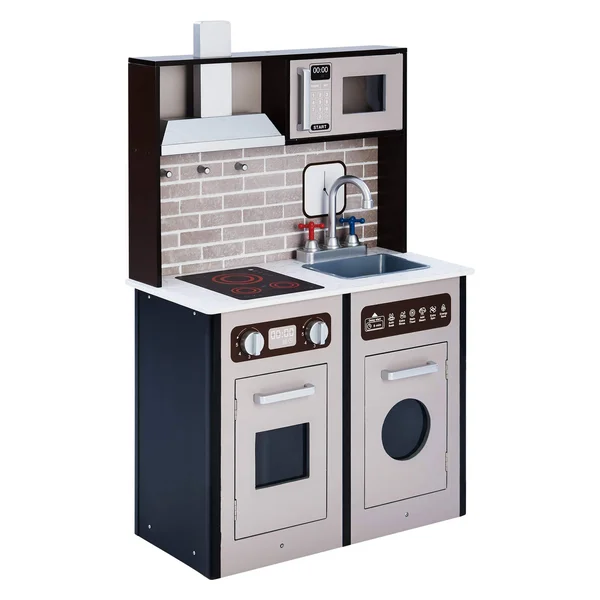 Teamson Kids - Little Chef Burgundy Classic Play Kitchen - Expresso, Black