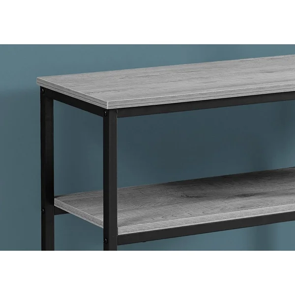Grey Black Metal Hall Console 42nch Accent Table - Wood