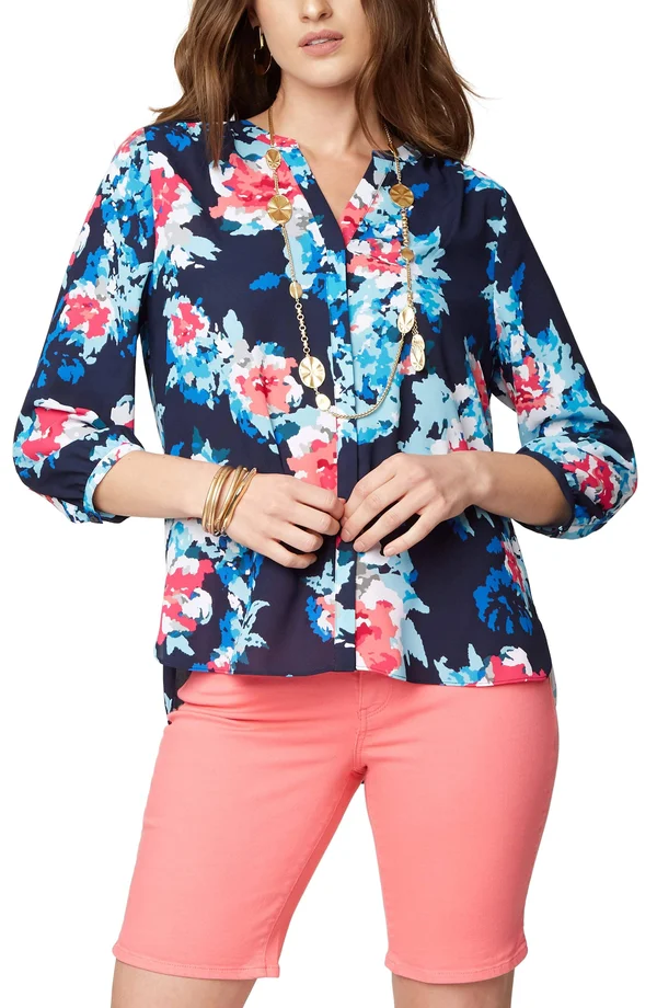 Nydj Women's Pintuck-Back Blouse - Blue - Size Xxs