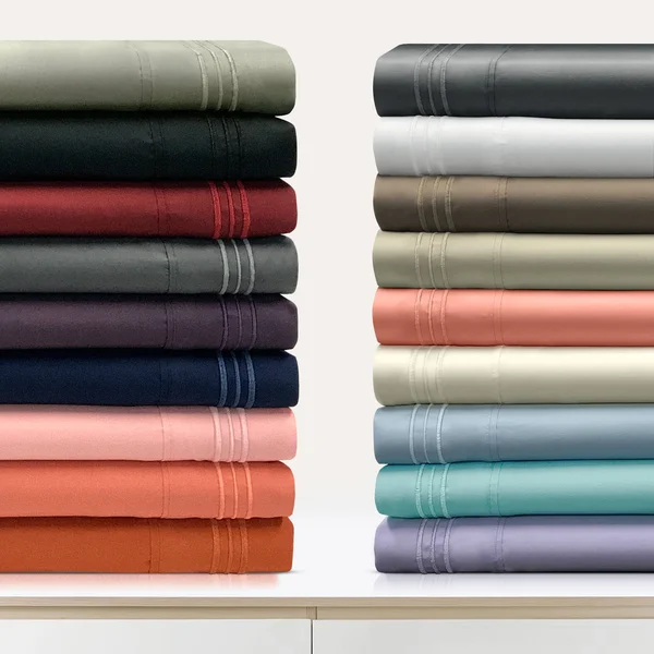 Superior Wrinkle Resistant Emboidered Microfiber Deep Pocket Sheet Set - California King - Burgundy