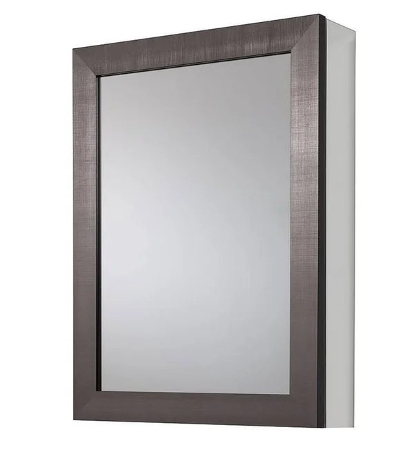 Glacier Bay 20-inch x 26 in Framed Aluminum Recessed or Surface-Mount Bathroom Medicine Cabinet in Coppered Pewter