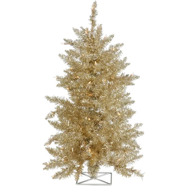 Vickerman 3& Champagne Artificial Christmas Tree - 70 LED Warm White Lights