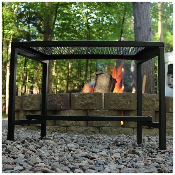 Sunnydaze Black Mesh Patio Fire Pit Bench - 23 x 16 inch - 2 Benches