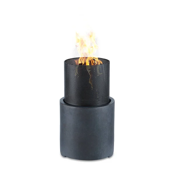 Danya B. 22x22 Wood Burning Faux Stone Fire Column - Charcoal