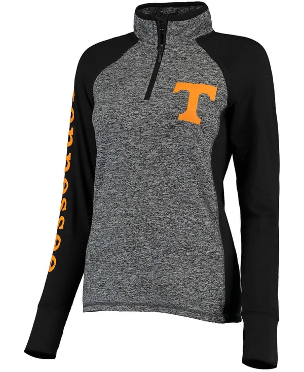 Tennessee Volunteers Women's Finalist Quarter-Zip Pullover Jacket - Gray/Black, Size: XL