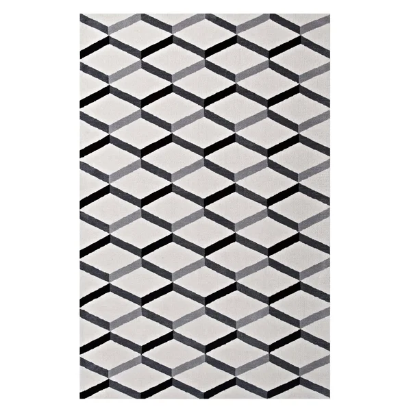 Modway Sigrun Geometric Chevron 8x10 Area Rug - Black and White