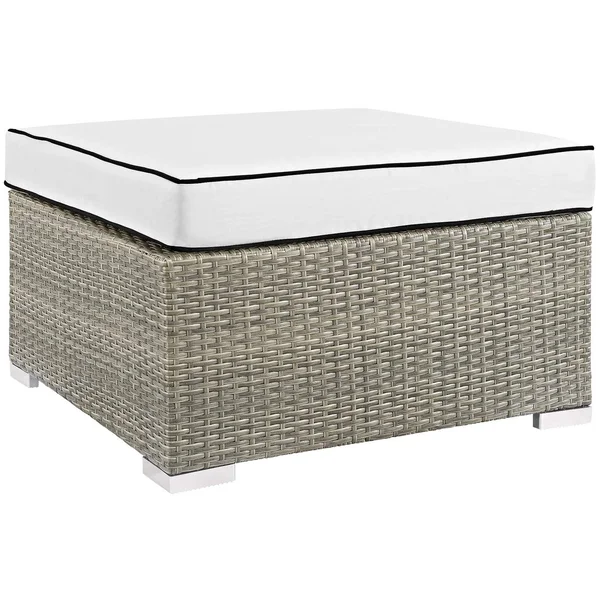 Modway Light Gray White Repose Outdoor Patio Upholstered Fabric Ottoman