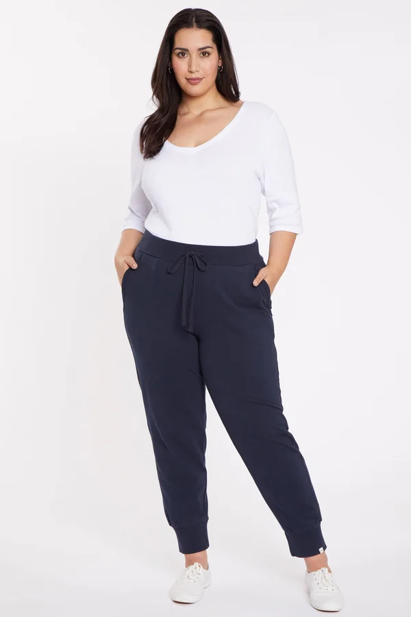 Nydj Forever Comfort Drawstring French Terry Jogger Pants, Size 0X, Oxford Navy