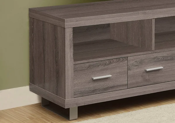 Monarch Specialties 48x22 TV Stand, Dark Taupe with 3 Drawers
