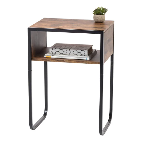 Iris USA, Inc. Brown A-Shape Wood and Metal Side Table