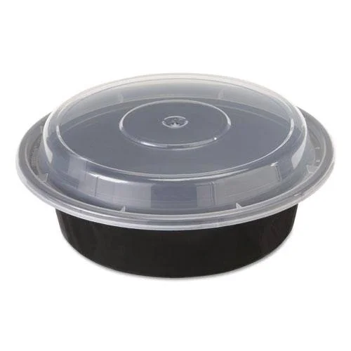 Pactiv - VERSAtainer Containers, Oval, 9.1 x 6.7 x 1.9, Black/Clear, 150/Carton, OC32B