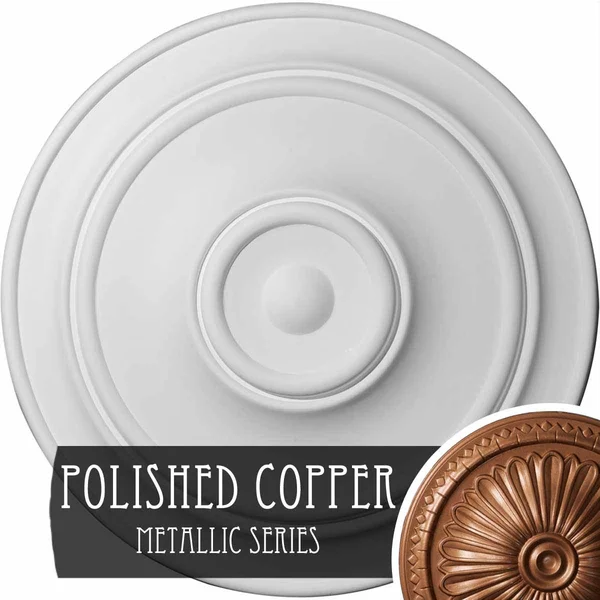 40 1/4x22OD x 3 1/8x22P Small Classic Ceiling Medallion (Fits Canopies Up to 10x22), Hand-Painted Polished Copper