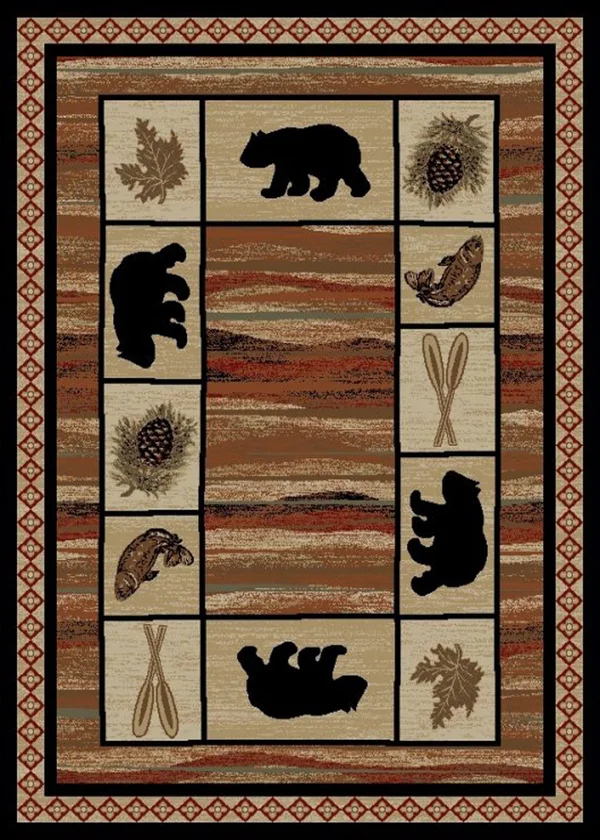 Concord Global 6&7x22 x 9&3x22 Black/Red Diamond Antique Area Rug