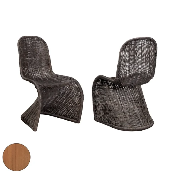 Rattan Dining Chair Set of 2 6917509P-ET, Elk Home