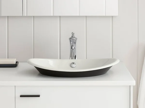 Kohler K-5403-P5-96 Iron Plains Wading Pool Oval Bathroom Sink with Iron Black Painted Underside, Biscuit