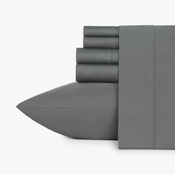 Everyday Soft Sateen 6pcs Sheet Set King - Dark Gray, Sheet Set - 100% Cotton - 400 Thread Count