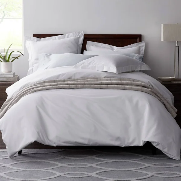 The Company Store Legends Hotel Cream Solid Oversized King Egyptian Cotton Sateen Duvet COVER - Ivory
