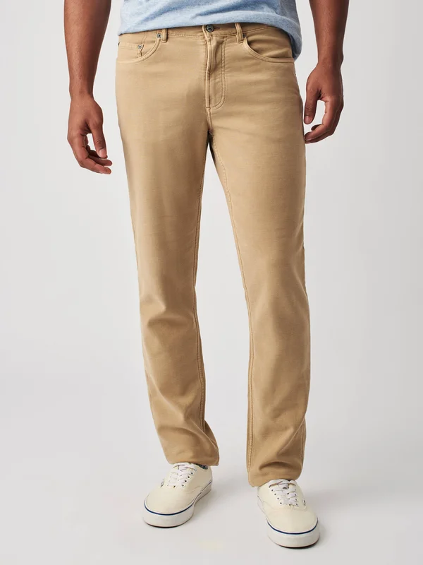 Faherty Stretch Terry 5-Pocket Pants, Size 42 in Sand at Nordstrom