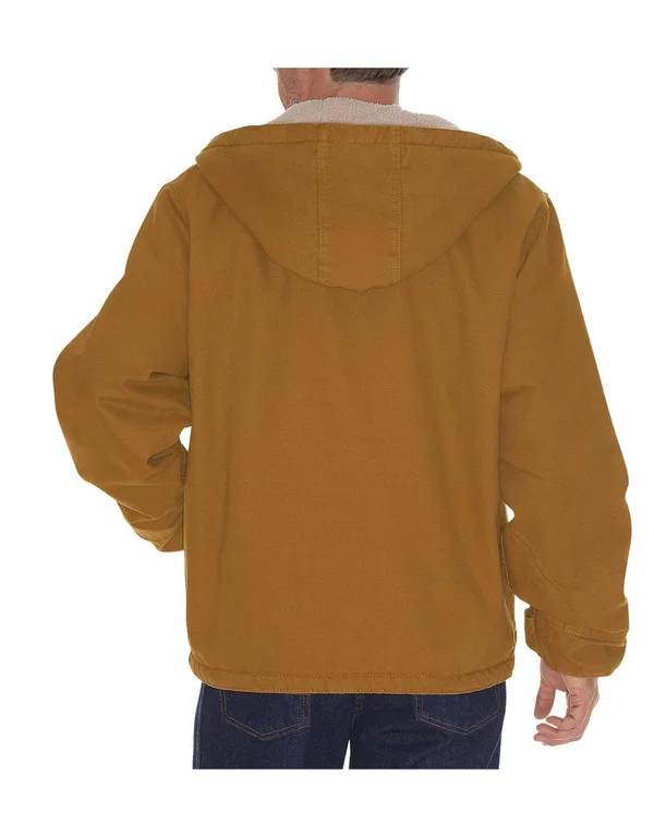 Dickies Men's Sanded Duck Sherpa Lined Hooded Jacket, Brown Duck