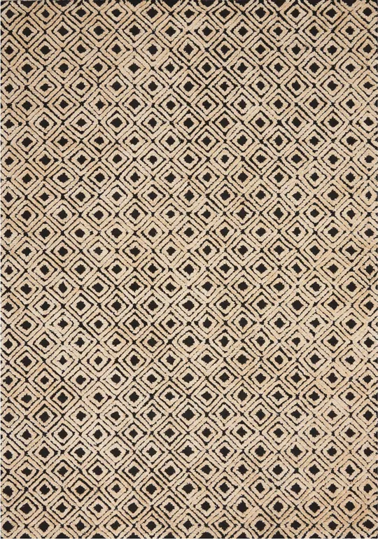 Nourison Deco Mod Dec02 5&3x22 x 7&4x22 Black - Beige Area Rug