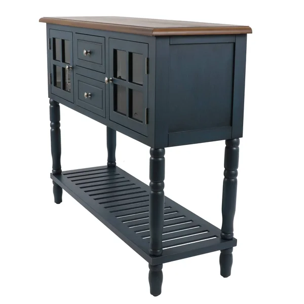 Decor Therapy Taylor Antique Navy/Wood Tone Top 4-Drawer Console Table