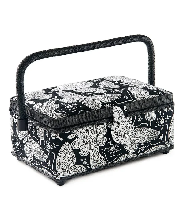 St Jane Sewing Basket SM Rectangle Black & White