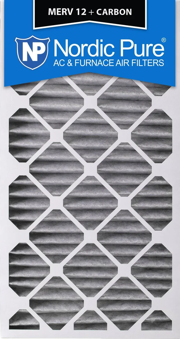 Nordic Pure 24x30x2 MERV 12 Pleated Plus Carbon AC Furnace Air Filters 3 Pack