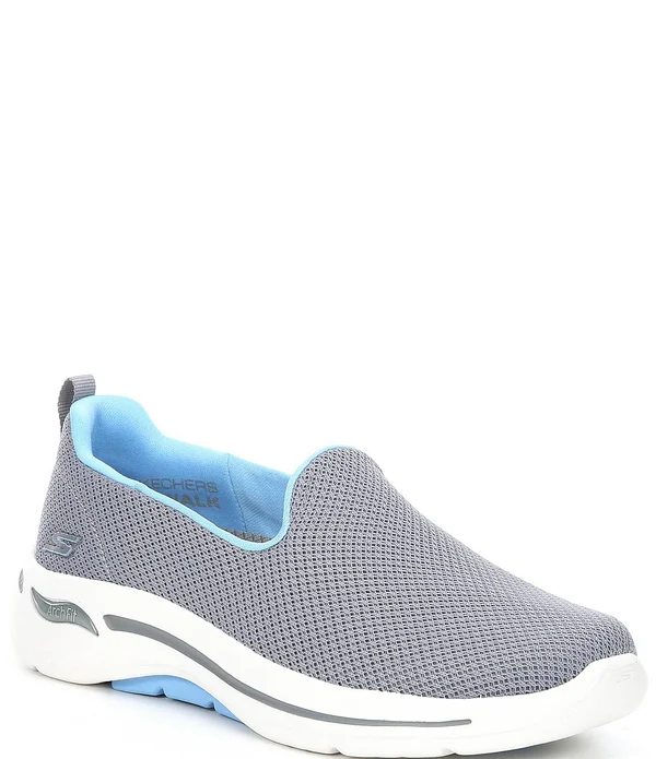 Women's Skechers GOwalk Arch Fit Grateful Slip on Sneaker - Adult, Size: 5, Gray/Blue
