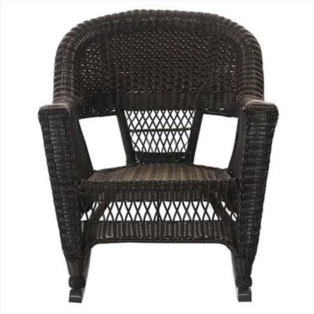 Jeco W00201r-a-2-rces016 3 Piece Espresso Rocker Wicker Chair Set with Orange CUSHION, Men's, Size: 28.25 x 33.5 x 36
