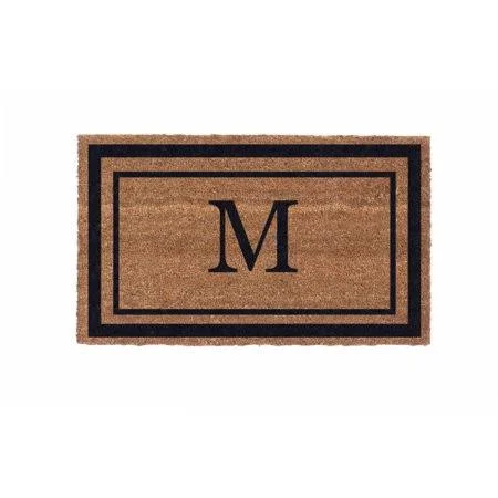 Cocomatsnmore Monogram (G) Vinyl Backed Black Classic Border Doormats 38 inch x 60 inch - Beige