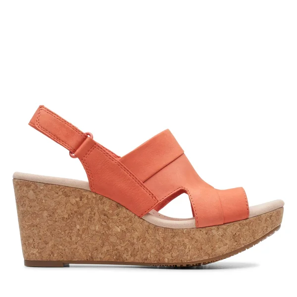 Clarks Women's Annadel Ivory Wedge Sandal, Size: 6, Coral Nubuck