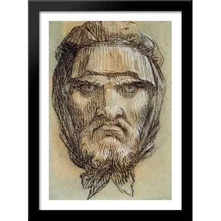 Head of Plutus - God of Wealth 28x40 Large Black Wood Framed Print Art by Pierre Paul Prud'hon