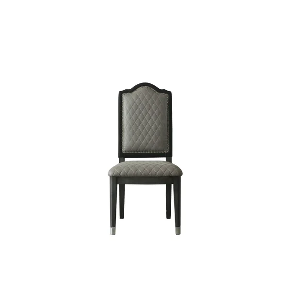 House Marchese Side Chair - Two Tone Gray Fabric & Pearl Gray Finish - Pearl Grey
