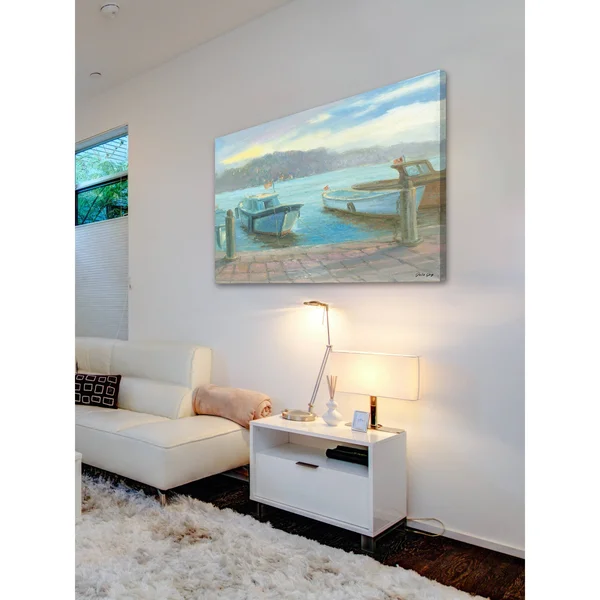 Marmont Hill Morning Dockside Painting Print on Wrapped Canvas, 36x22x24x22