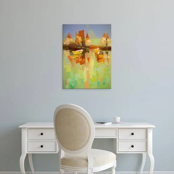 Easy Art Prints Vahe Yeremyan's 'Harbor' Premium Canvas Art - 24 x 18 - Modern Black Frame