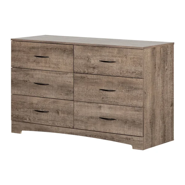 South Shore Step One 6-Drawer Double Dresser Weathered Oak