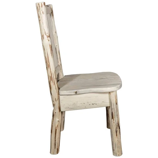 Montana Woodworks Montana Collection Side Chair w/ Laser Engraved Moose Design, Clear Lacquer Finish
