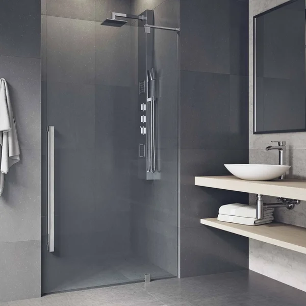 Vigo Industries Cameo 36x22 Adjustable Frameless Pivot Shower DOOR, Chrome, VG6076CHCL3674