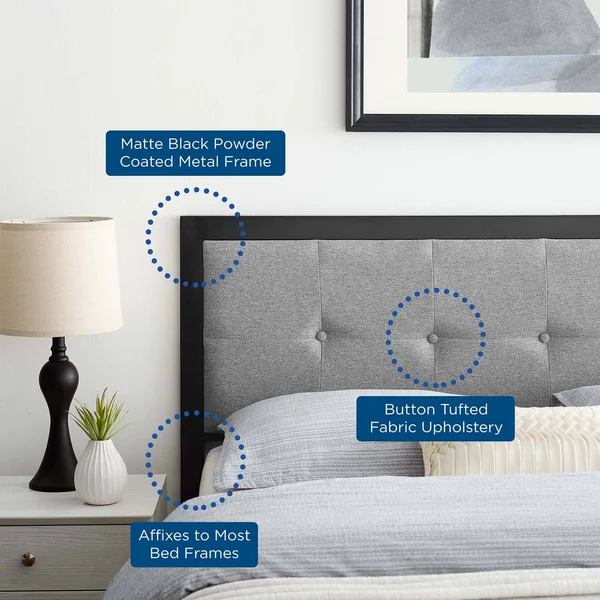 Modway Teagan Tufted Queen Headboard - Black Light Gray