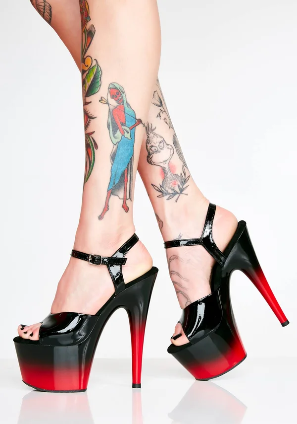 Pleaser - ADORE-709BR-H 12, Black Patent/Black-Red