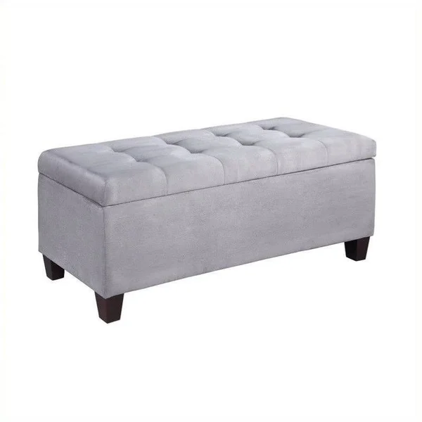 Natural Greige Tufted Storage Ottoman in Gray - NG-497337